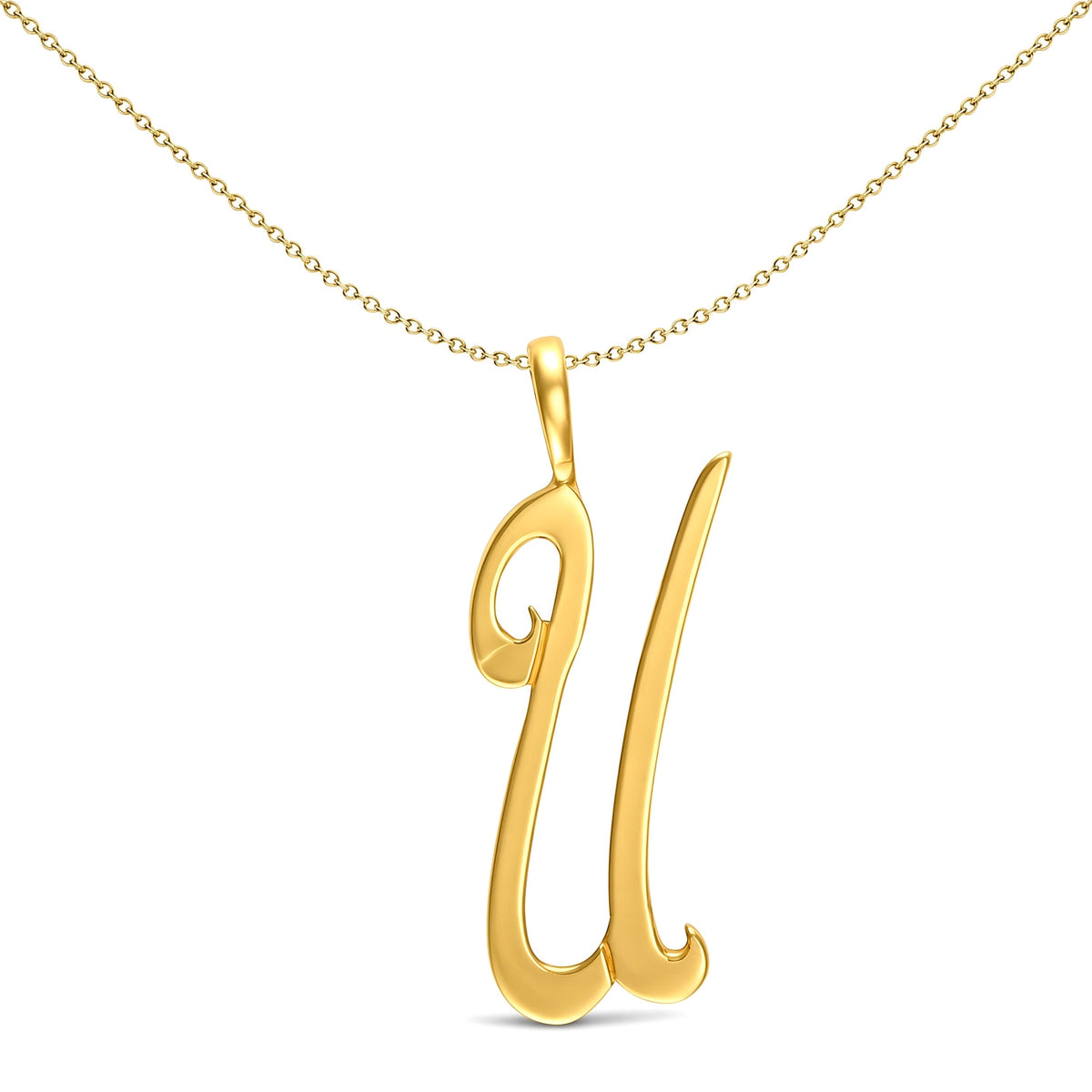 Solid 9ct Gold  Script Identity Initial Pendant Letter U - JIN002-U