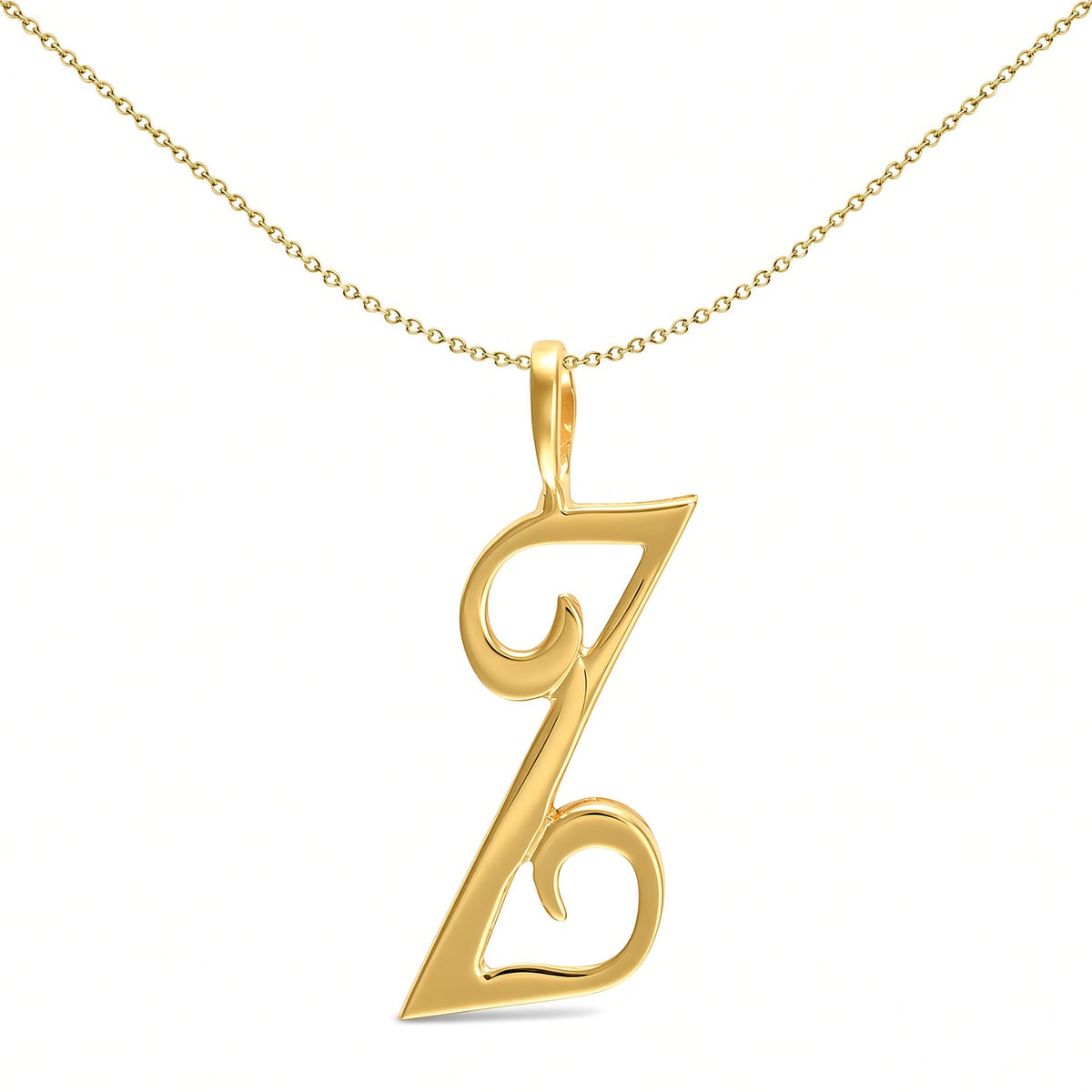 Solid 9ct Gold  Script Identity Initial Pendant Letter Z - JIN002-Z