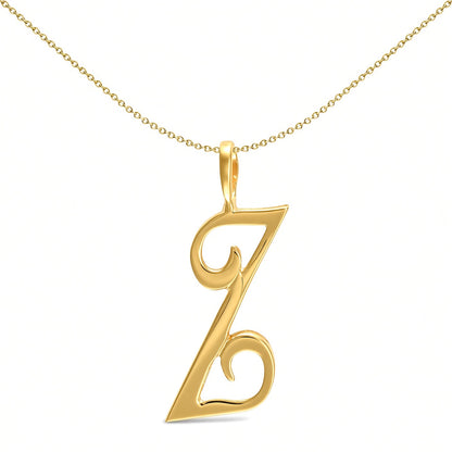 Solid 9ct Gold  Script Identity Initial Pendant Letter Z - JIN002-Z