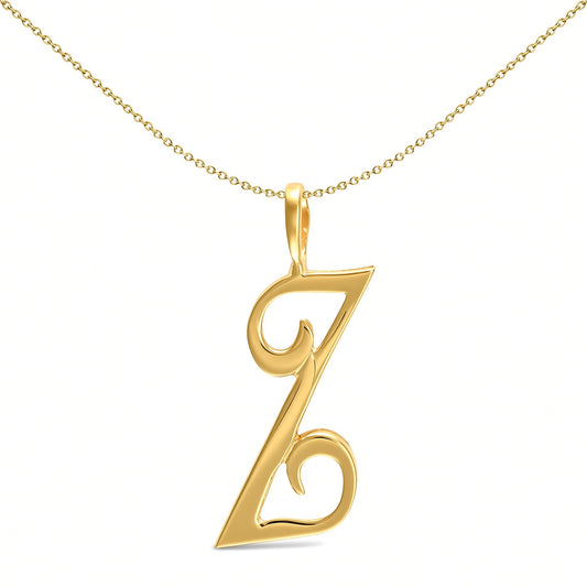 Solid 9ct Gold  Script Identity Initial Pendant Letter Z - JIN002-Z