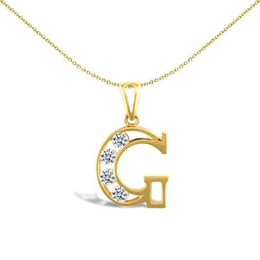 9ct Gold  CZ Identity Initial Charm Pendant Letter G - JIN007-G