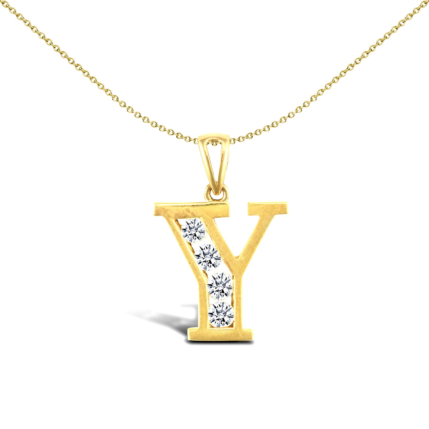 9ct Gold  CZ Identity Initial Charm Pendant Letter Y - JIN007-Y