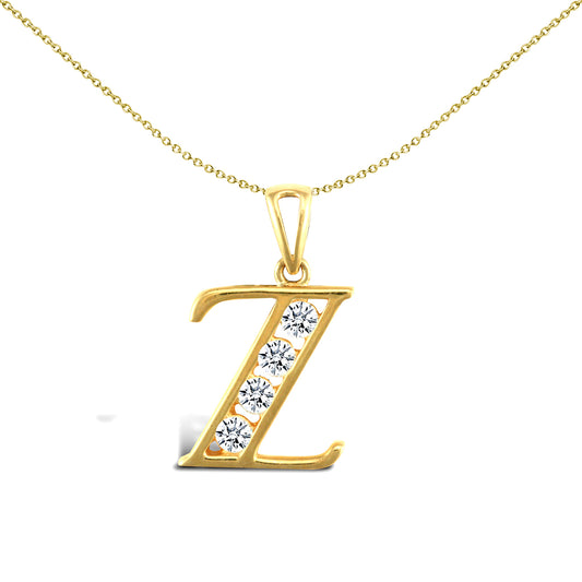 9ct Gold  CZ Identity Initial Charm Pendant Letter Z - JIN007-Z