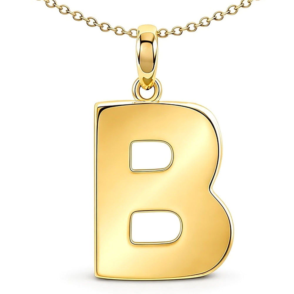 9ct Gold  Polished Block Identity Initial Charm Pendant Letter B - JIN018-B