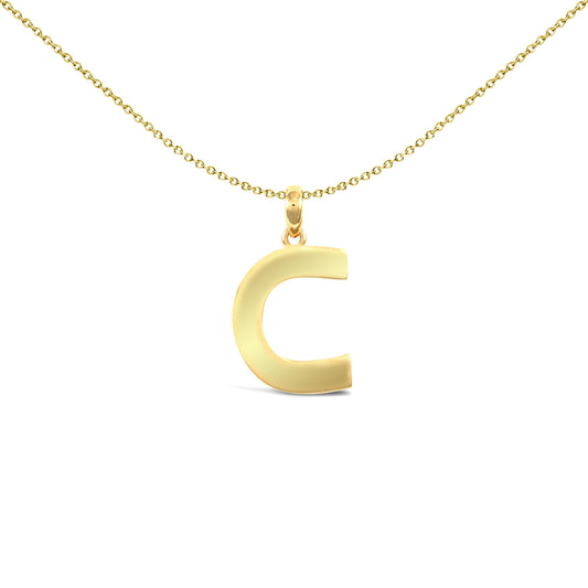 9ct Gold  Polished Block Identity Initial Charm Pendant Letter C - JIN018-C
