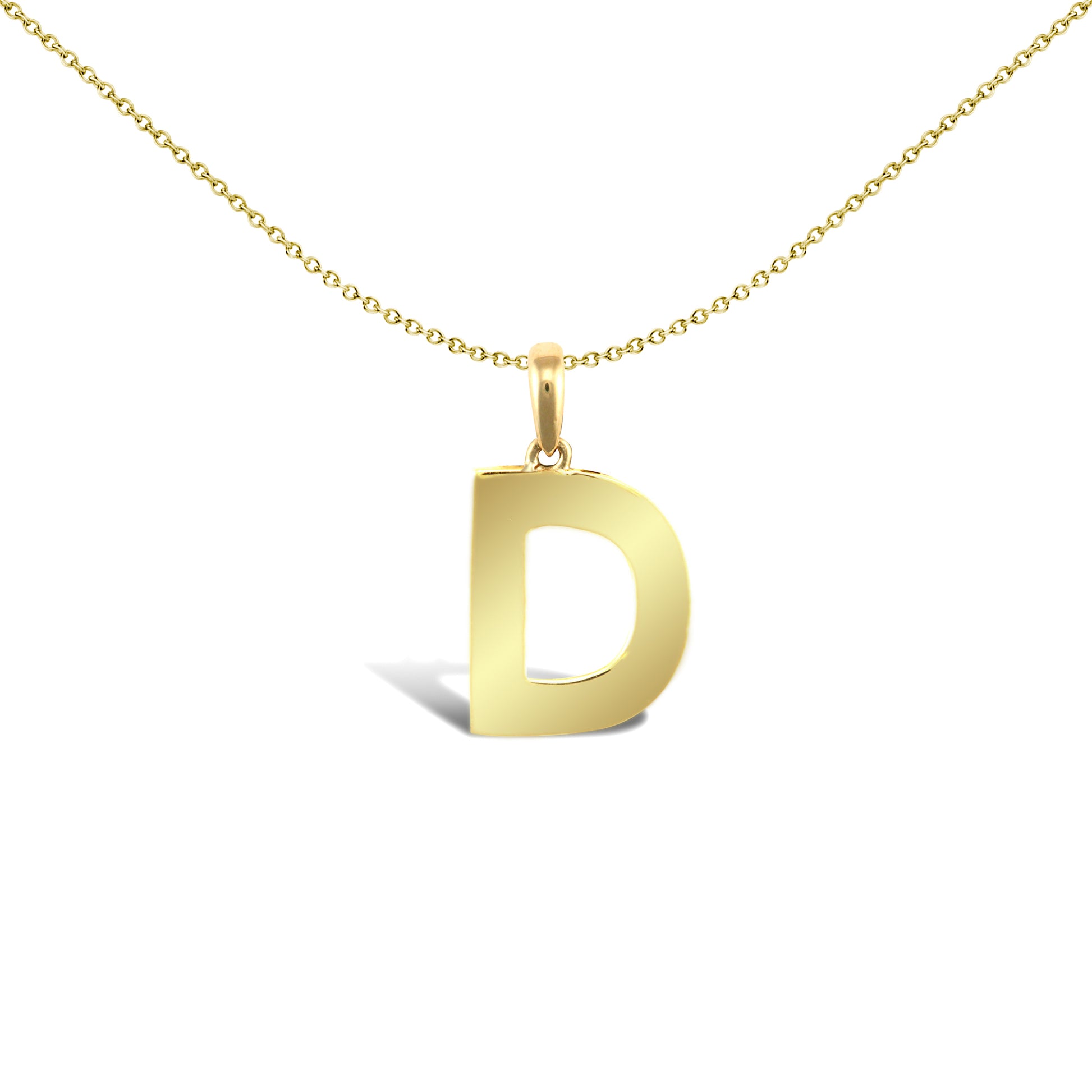 9ct Gold  Polished Block Identity Initial Charm Pendant Letter D - JIN018-D