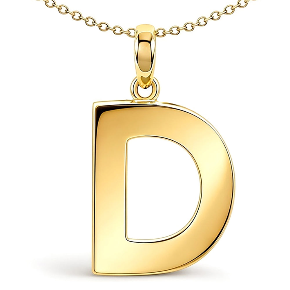 9ct Gold  Polished Block Identity Initial Charm Pendant Letter D - JIN018-D