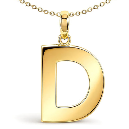 9ct Gold  Polished Block Identity Initial Charm Pendant Letter D - JIN018-D