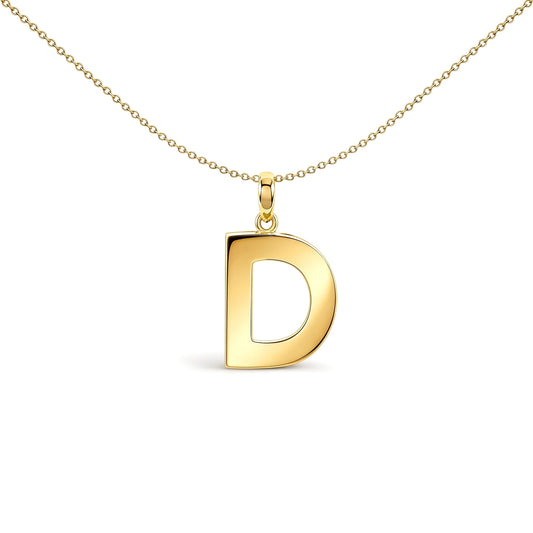 9ct Gold  Polished Block Identity Initial Charm Pendant Letter D - JIN018-D
