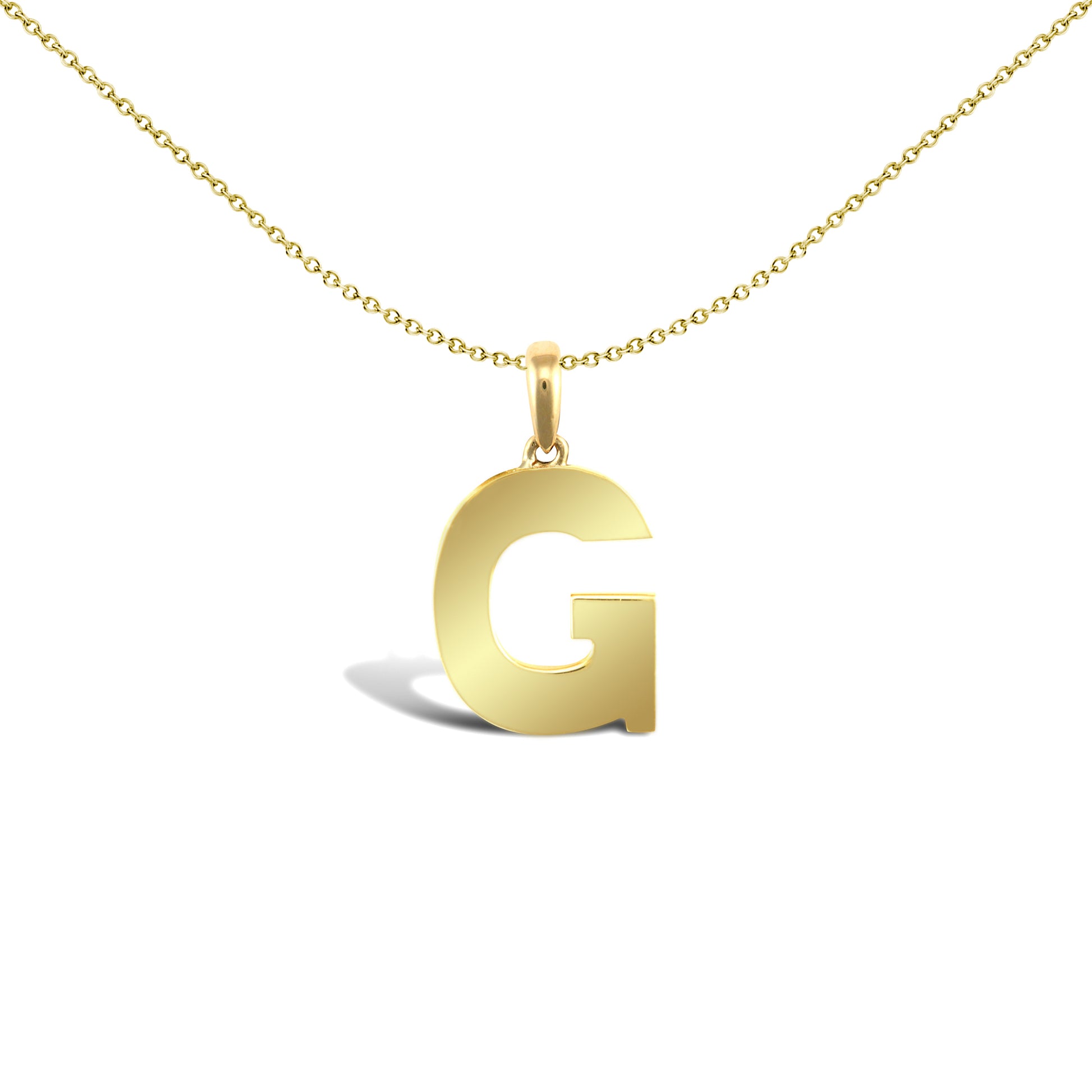 9ct Gold  Polished Block Identity Initial Charm Pendant Letter G - JIN018-G