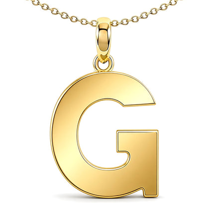 9ct Gold  Polished Block Identity Initial Charm Pendant Letter G - JIN018-G
