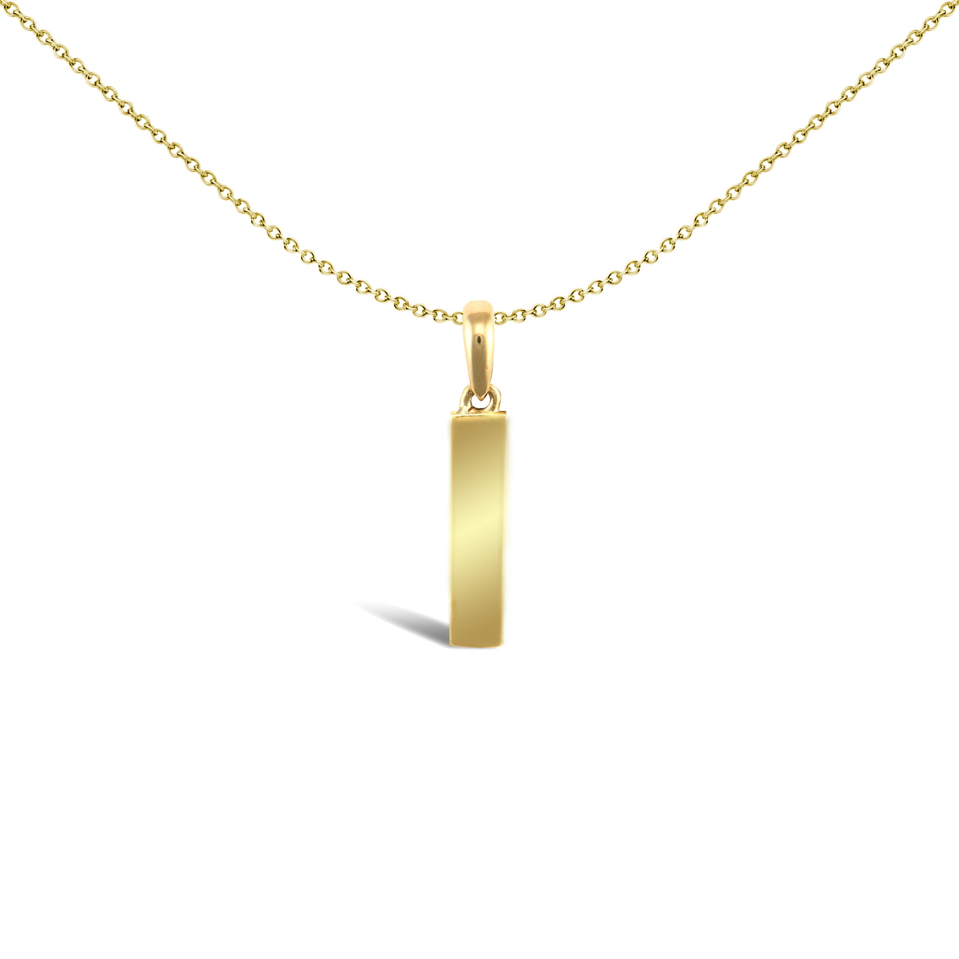 9ct Gold  Polished Block Identity Initial Charm Pendant Letter I - JIN018-I