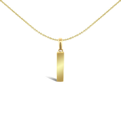 9ct Gold  Polished Block Identity Initial Charm Pendant Letter I - JIN018-I