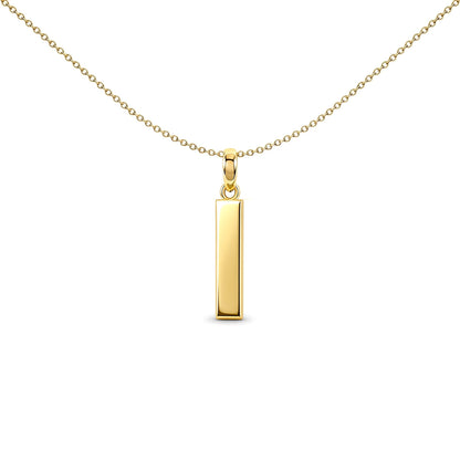 9ct Gold  Polished Block Identity Initial Charm Pendant Letter I - JIN018-I