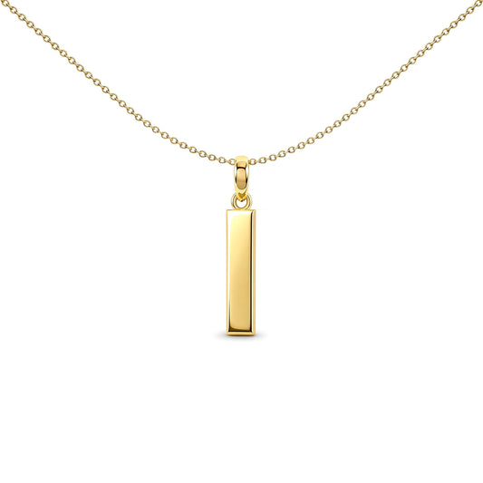9ct Gold  Polished Block Identity Initial Charm Pendant Letter I - JIN018-I