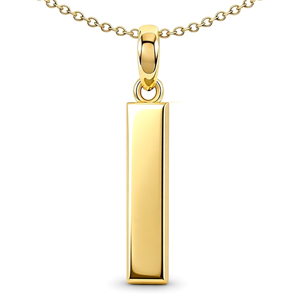 9ct Gold  Polished Block Identity Initial Charm Pendant Letter I - JIN018-I