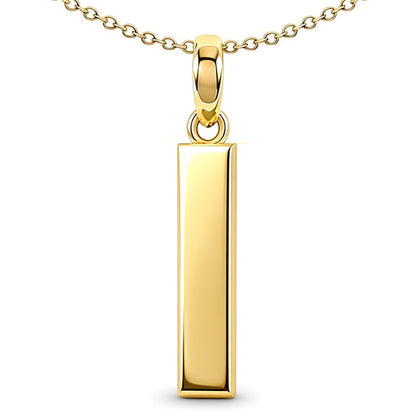 9ct Gold  Polished Block Identity Initial Charm Pendant Letter I - JIN018-I