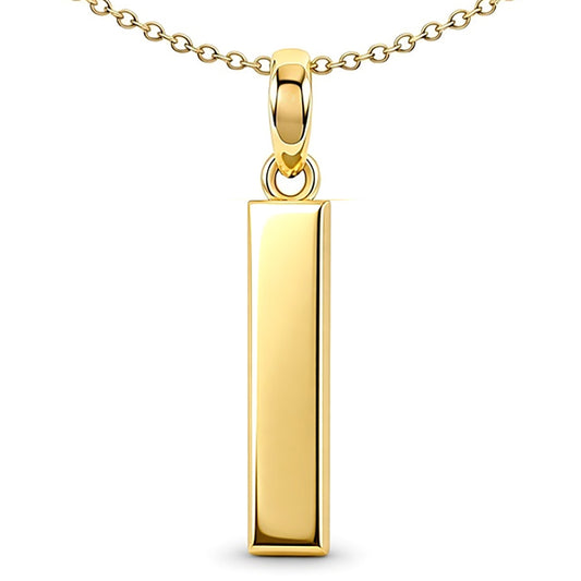 9ct Gold  Polished Block Identity Initial Charm Pendant Letter I - JIN018-I