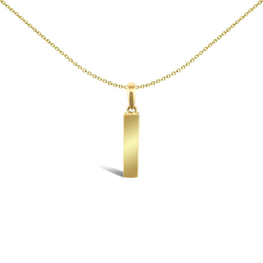 9ct Gold  Polished Block Identity Initial Charm Pendant Letter I - JIN018-I