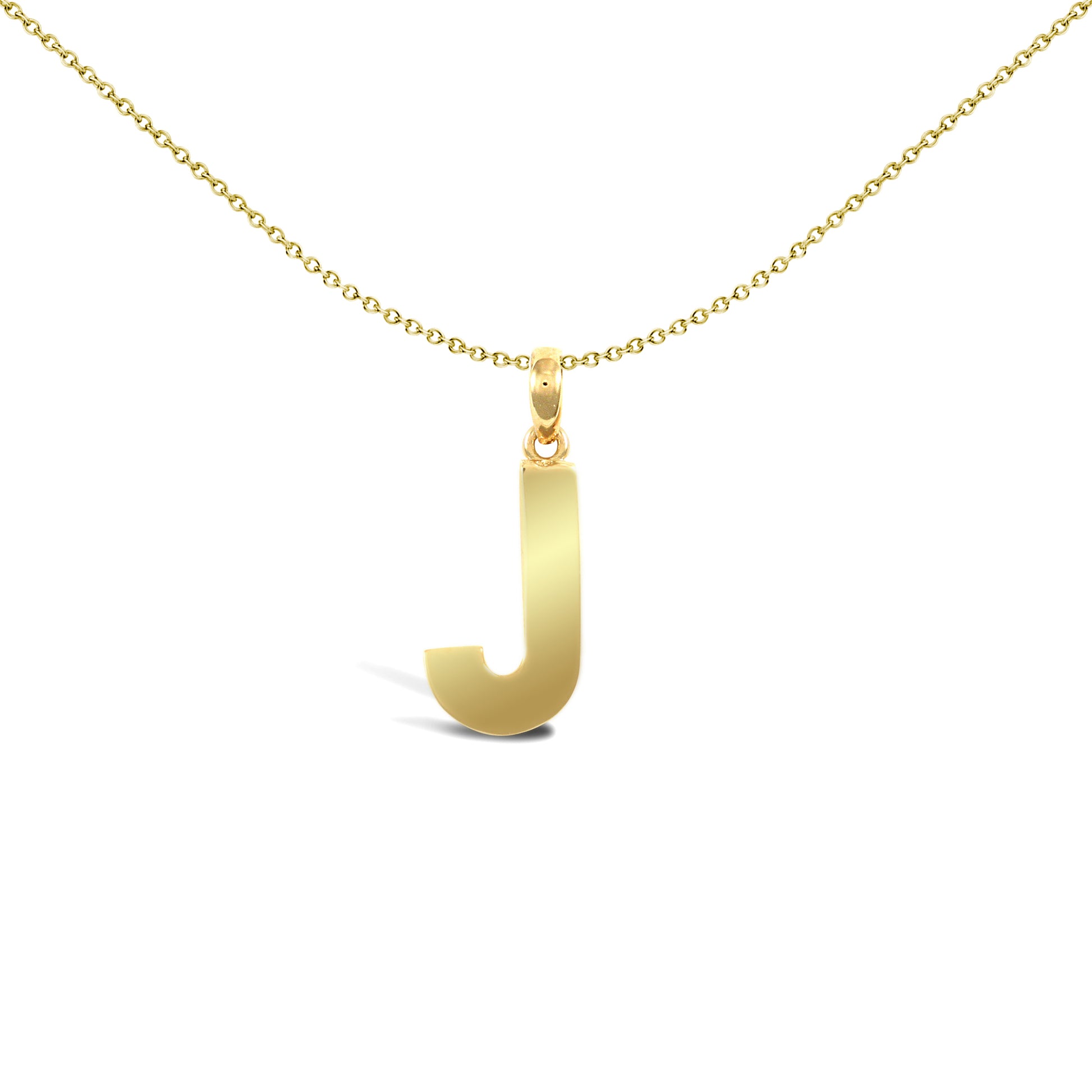 9ct Gold  Polished Block Identity Initial Charm Pendant Letter J - JIN018-J