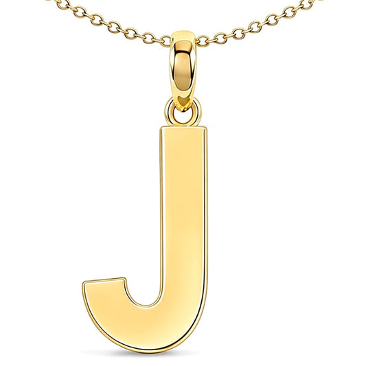 9ct Gold  Polished Block Identity Initial Charm Pendant Letter J - JIN018-J