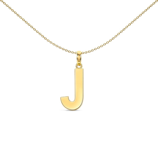 9ct Gold  Polished Block Identity Initial Charm Pendant Letter J - JIN018-J
