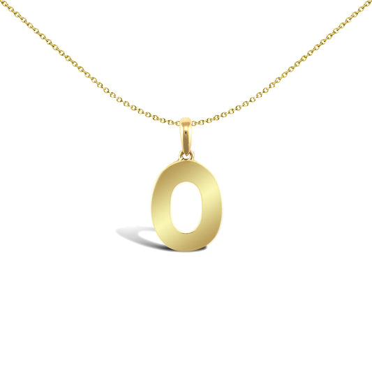 9ct Gold  Polished Block Identity Initial Charm Pendant Letter O - JIN018-O
