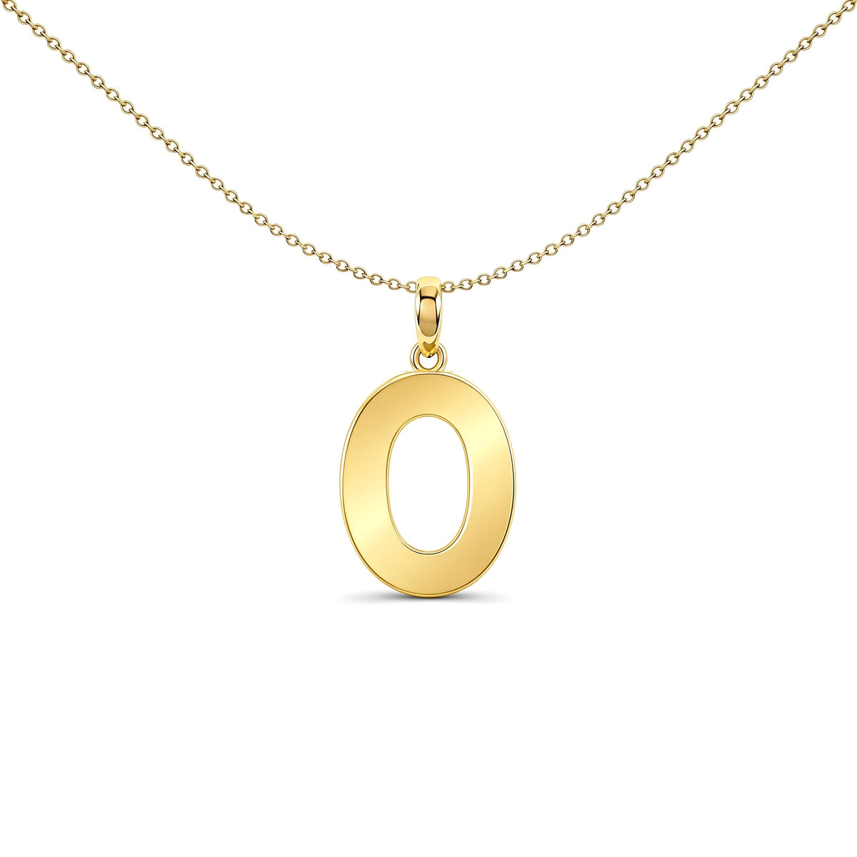 9ct Gold  Polished Block Identity Initial Charm Pendant Letter O - JIN018-O