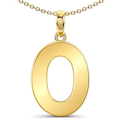 9ct Gold  Polished Block Identity Initial Charm Pendant Letter O - JIN018-O