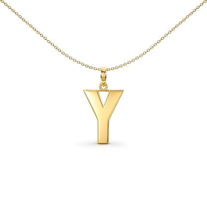 9ct Gold  Polished Block Identity Initial Charm Pendant Letter Y - JIN018-Y