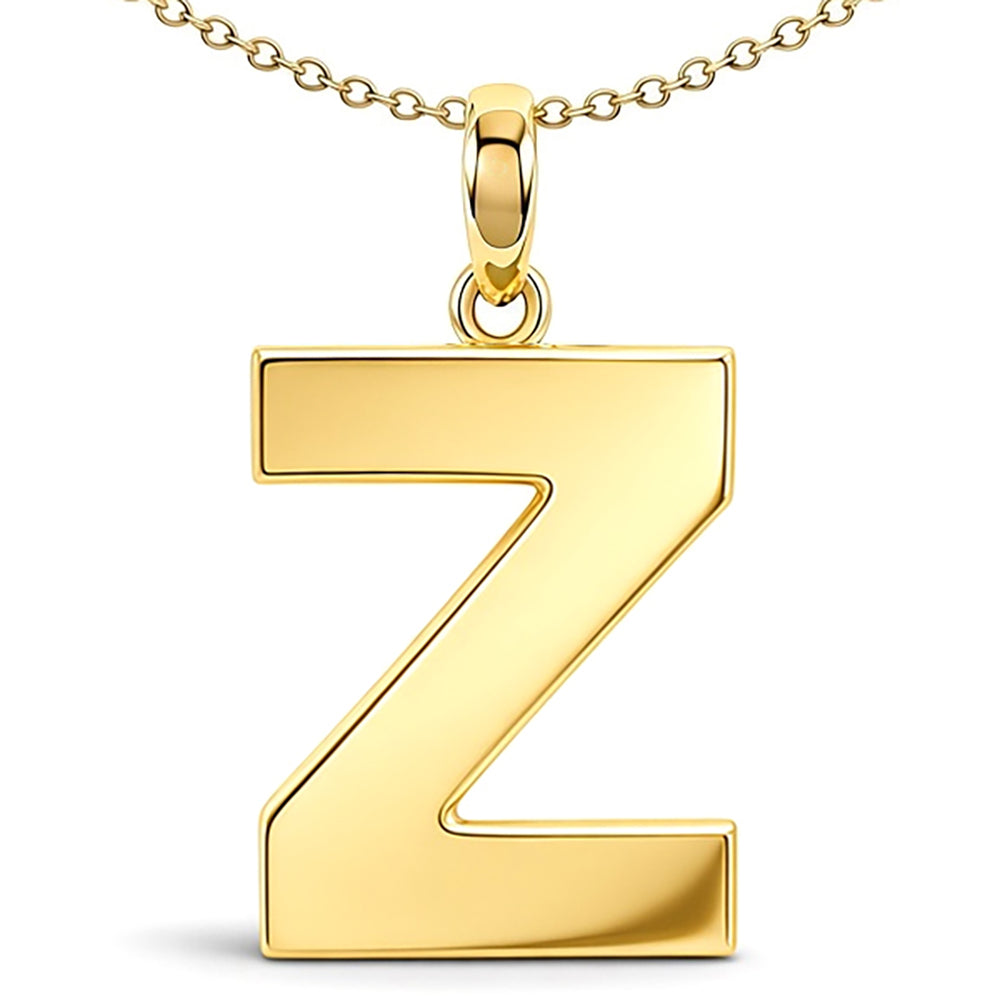 9ct Gold  Polished Block Identity Initial Charm Pendant Letter Z - JIN018-Z