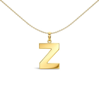 9ct Gold  Polished Block Identity Initial Charm Pendant Letter Z - JIN018-Z