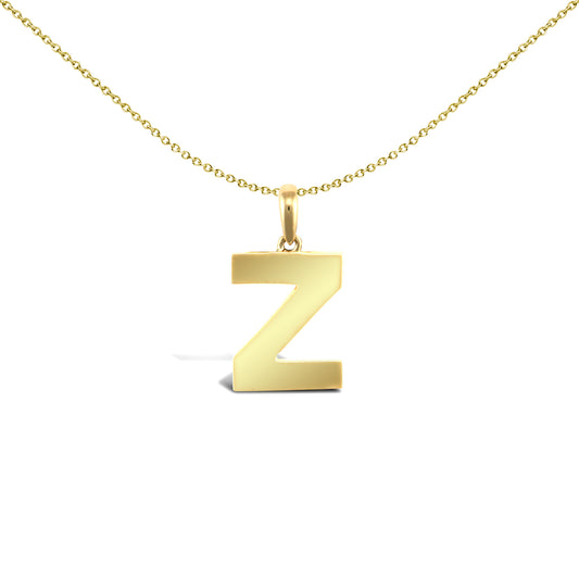 9ct Gold  Polished Block Identity Initial Charm Pendant Letter Z - JIN018-Z