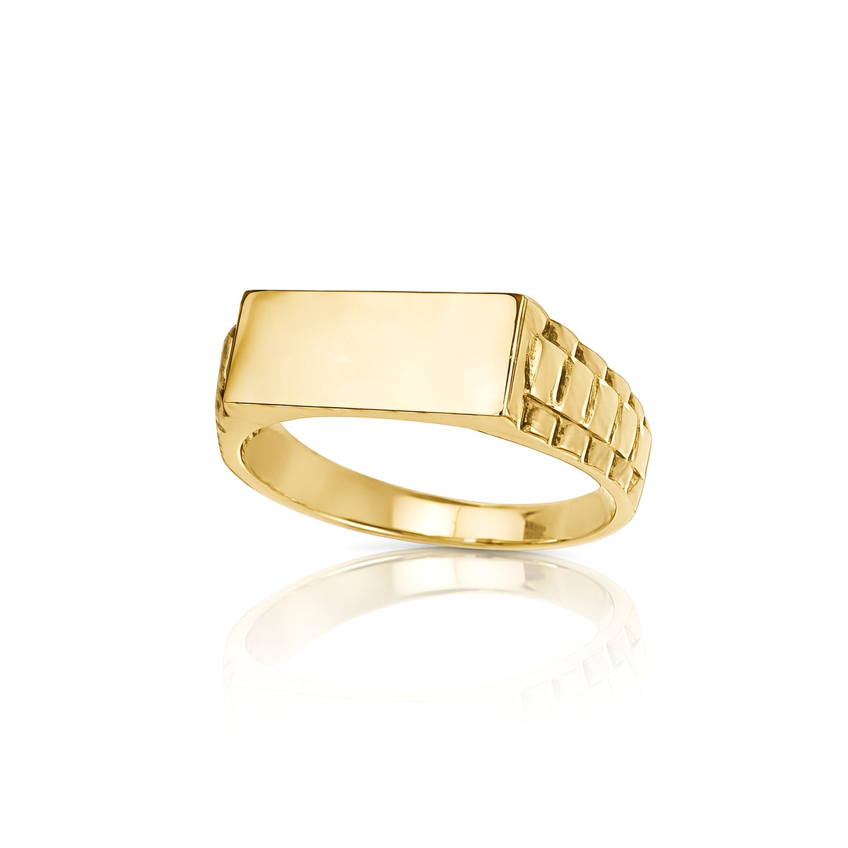 9ct Gold  Engravable Presidential Initial Blank Plate Signet Ring - JIR003