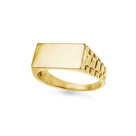 9ct Gold  Engravable Presidential Initial Blank Plate Signet Ring - JIR005