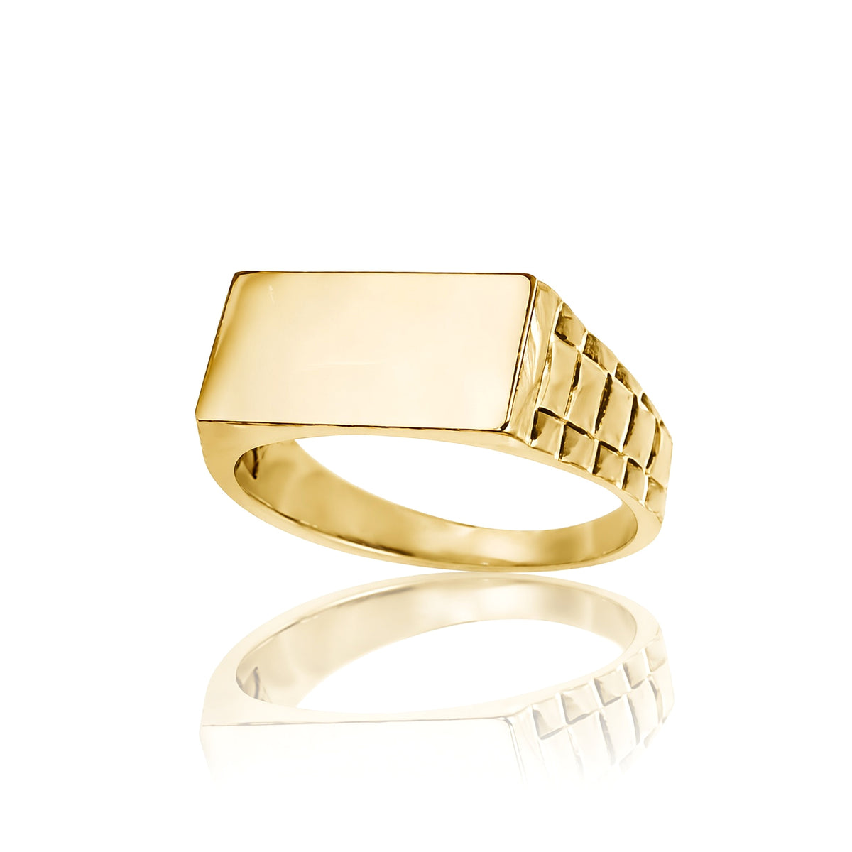 9ct Gold  Engravable Presidential Initial Blank Plate Signet Ring - JIR005