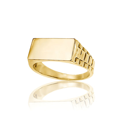 9ct Gold  Engravable Presidential Initial Blank Plate Signet Ring - JIR005
