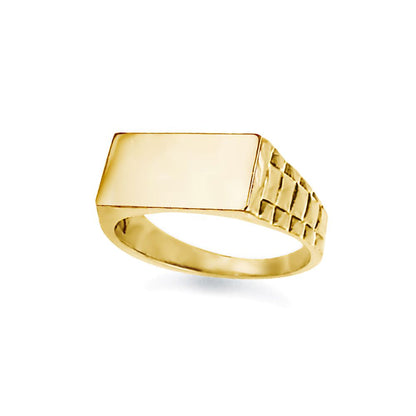 9ct Gold  Engravable Presidential Initial Blank Plate Signet Ring - JIR005