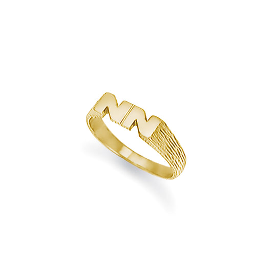 9ct Gold  Personalised Identity Barked Initial Ring - JIR012