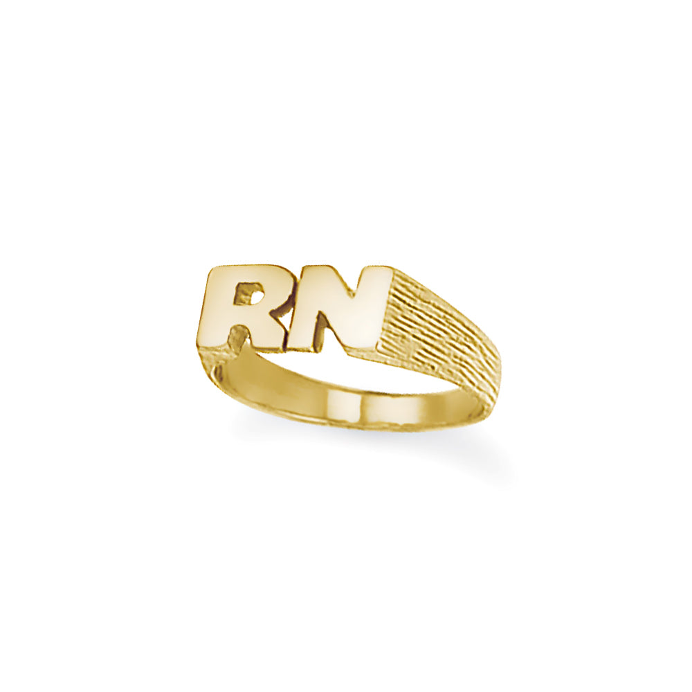 9ct Gold  Personalised Identity Barked Initial Ring - JIR013