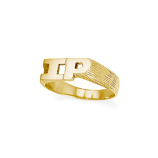 9ct Gold  Personalised Identity Barked Initial Ring - JIR014