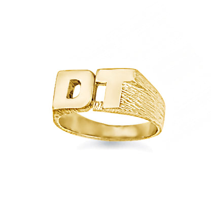 9ct Gold  Personalised Identity Barked Initial Ring - JIR018