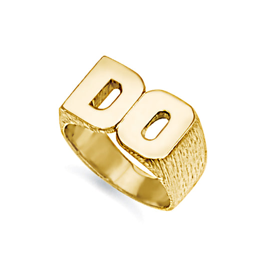 9ct Gold  Personalised Identity Barked Initial Ring - JIR019