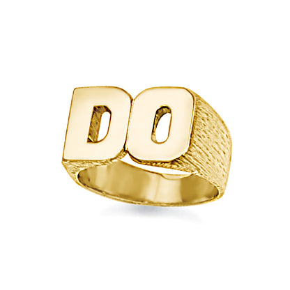 9ct Gold  Personalised Identity Barked Initial Ring - JIR019