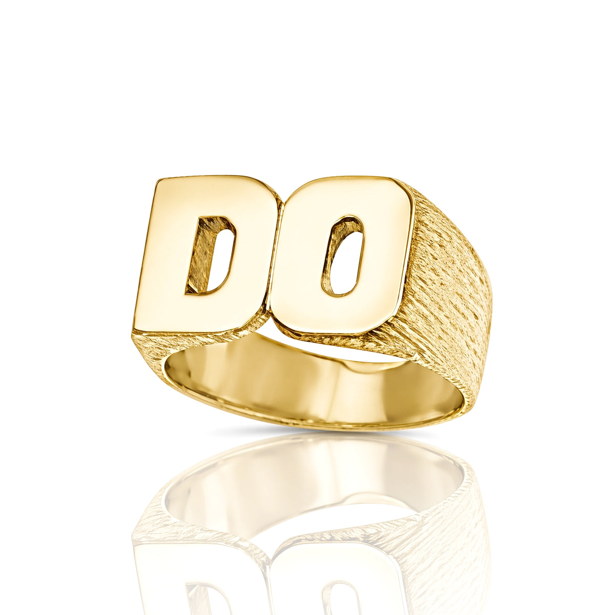 9ct Gold  Personalised Identity Barked Initial Ring - JIR019