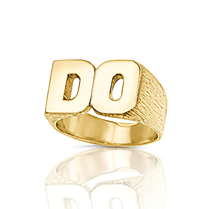 9ct Gold  Personalised Identity Barked Initial Ring - JIR019