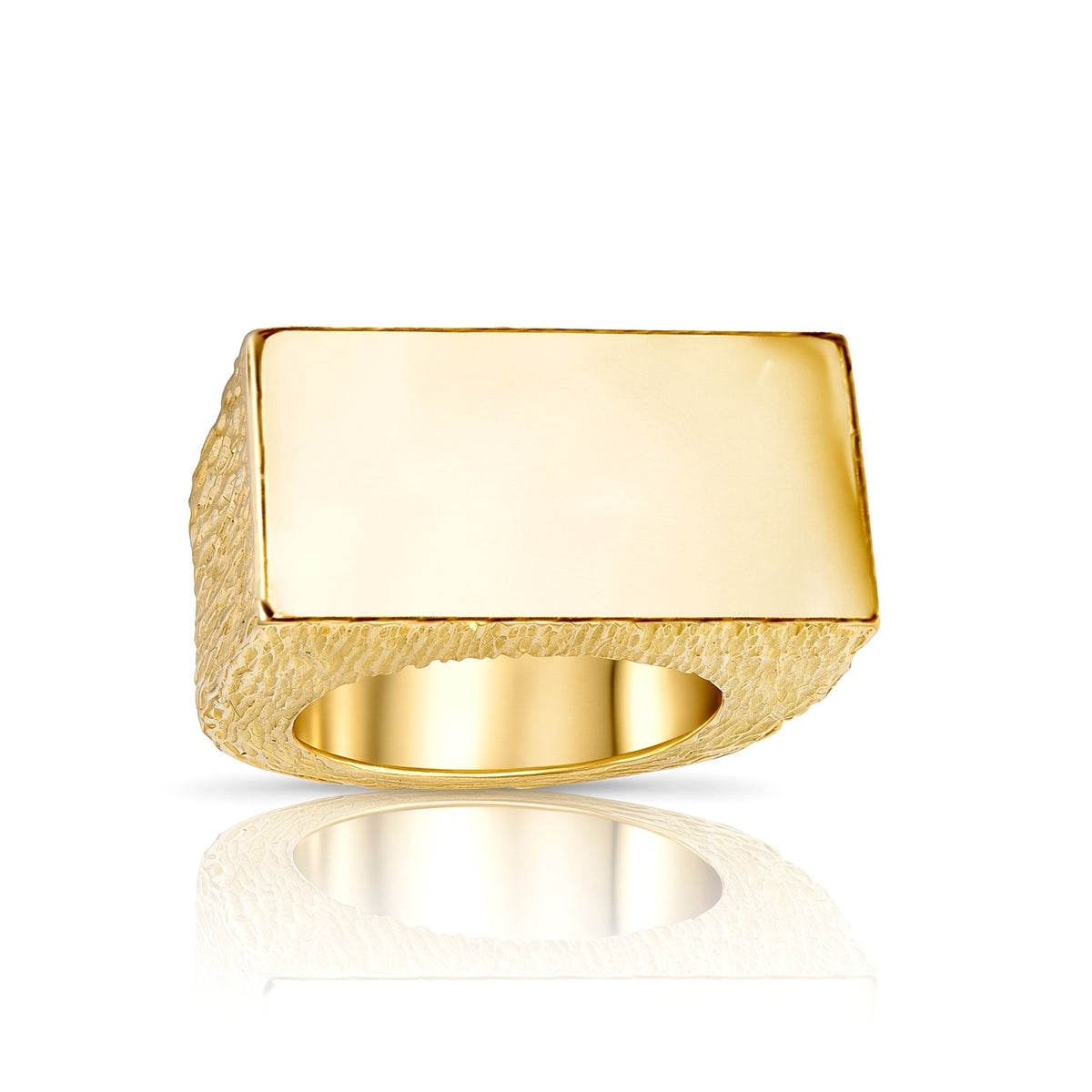 Men's 9ct Gold  Rectangular Initial Blank Signet Ring, 16mm x 31mm - JIR033