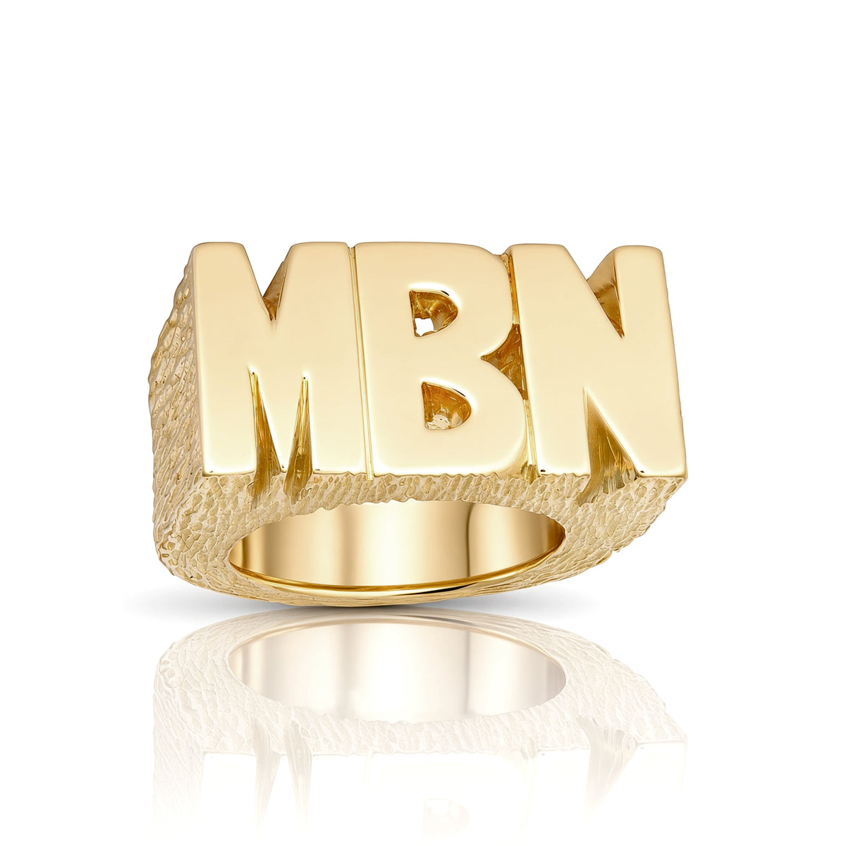 Men's 9ct Gold  Rectangular Initial Block ID Identity Signet Ring - JIR035
