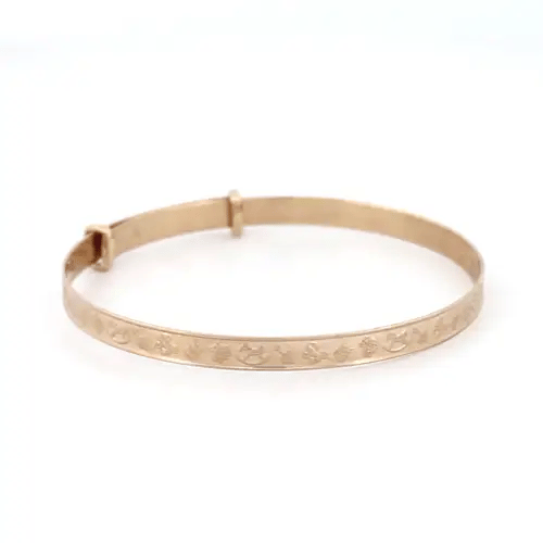 9ct Gold  Nursery Rhymes Toys 3mm Expanding Baby Bangle Bracelet - JKB008