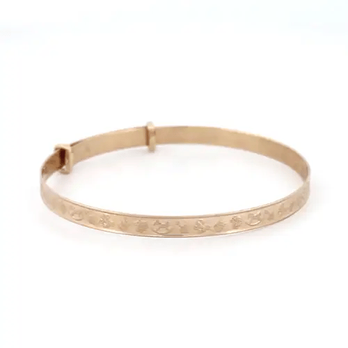 9ct Gold  Nursery Rhymes Toys 3mm Expanding Baby Bangle Bracelet - JKB008